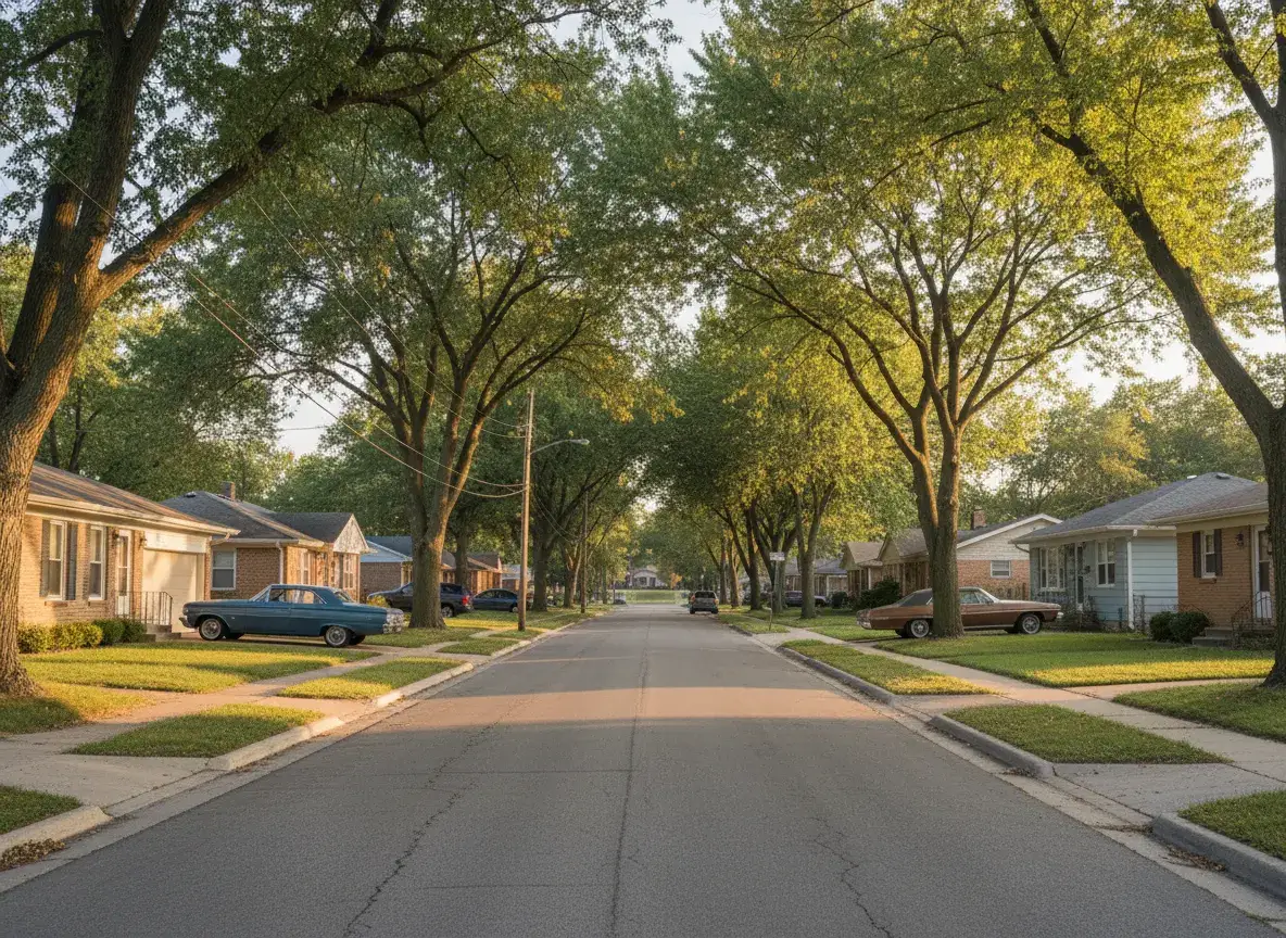 Older residential neighborhood in the Chippewa Valley near Eau Claire, Wisconsin