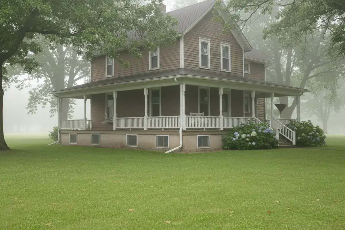 Humid summer air near an older Wisconsin home's foundation vents